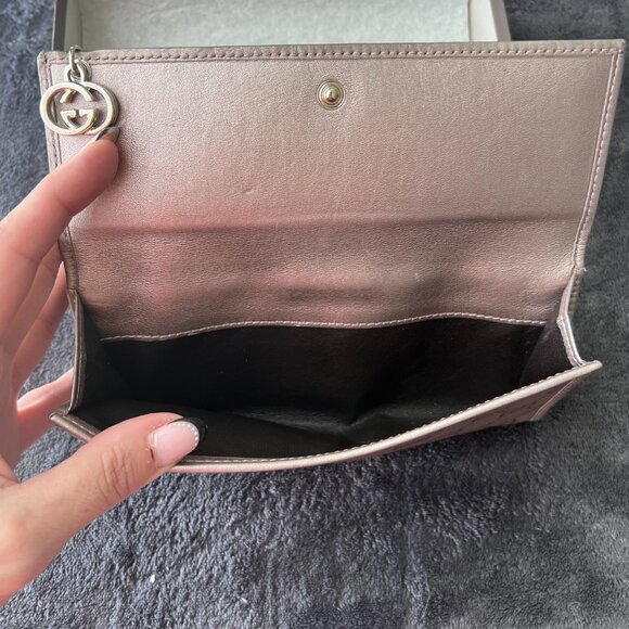 Gucci GG Imprimé Canvas Wallet in Purple/Pewter Metallic with Silver Hardware - Picture 3 of 13